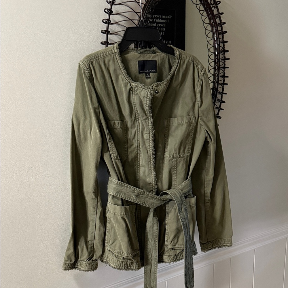 Banana Republic Khaki Utility Jacket with Belt